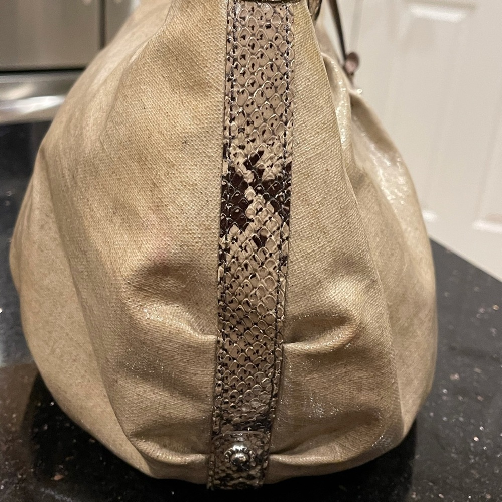 BRIGHTON Tan Faux Snakeskin Lthr Shoulder Bag Set - Picture 6 of 11